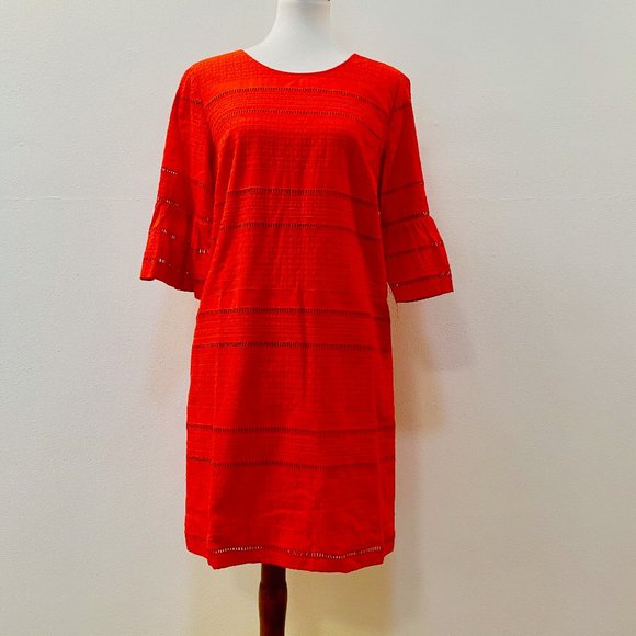 JCrew Flutter Sleeve Shift Dress in Eyelet - 8 - Picture 1 of 8
